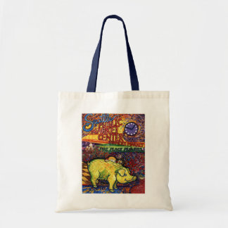 Pig with Flowers Tote Bag