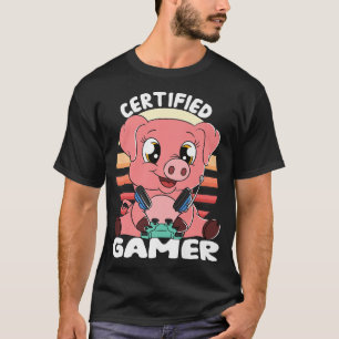 Pig with Gamer Headset Gaming Pig Certified Gamer  T-Shirt