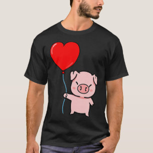 Pig With Heart Balloon Valentines Day Pig T-Shirt