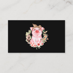 Pig With Leopard Headband Flower Cute Pig Business Card