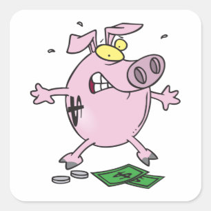 Pig With Money Square Sticker