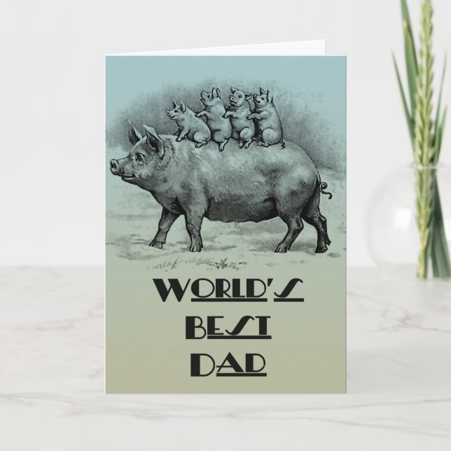 Pig with Piglets Father's Day Card (Front)