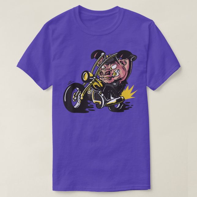 Pig with pimple cover as a rocker on chopper motor T-Shirt (Design Front)