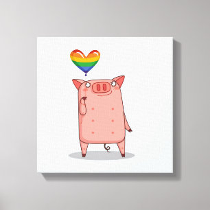 Pig With Rainbow Balloon Canvas Print