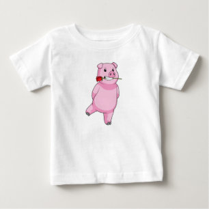 Pig with Rose Flower Baby T-Shirt