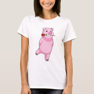Pig with Rose Flower T-Shirt