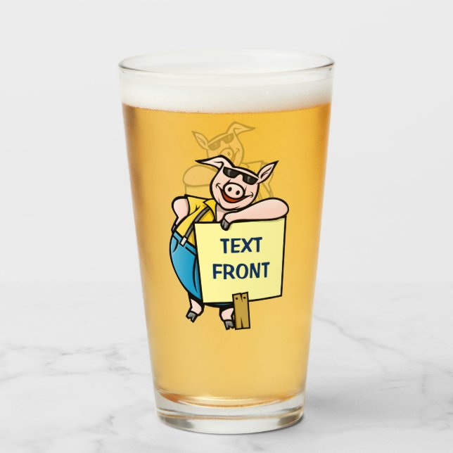 Pig with Sign Glass (Front Filled)