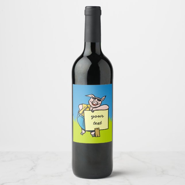 Pig with Sign Wine Label (Front)
