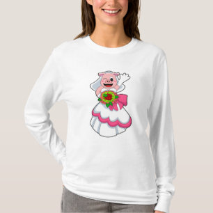 Pig with Wedding dress & Bunch of Flowers T-Shirt