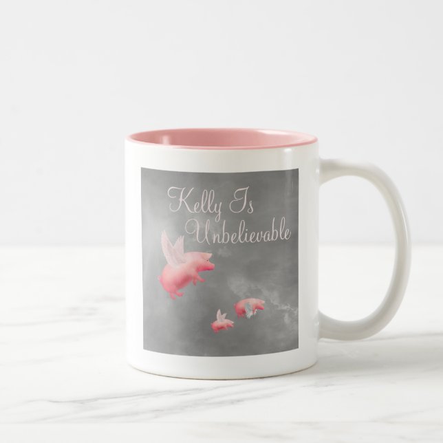 Pig With Wings-Be Unbelievable Two-Tone Coffee Mug (Right)