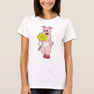 Pig with yellow Flower T-Shirt