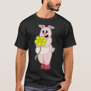 Pig with yellow Flower T-Shirt