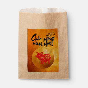 Pig Year 2019 Greeting in Vietnamese Gold Favour B Favour Bags