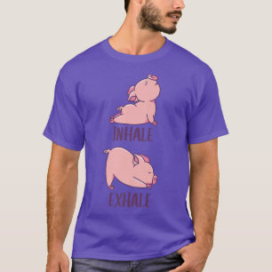 Pig Yoga Cute Pigs Doing Sport Inhale Exhale Premi T-Shirt