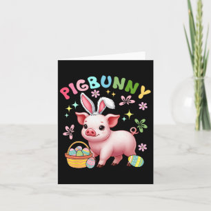 Pigbunny Cute Pig Cosplay Bunny Hunting Eggs Easte Card