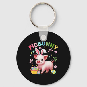 Pigbunny Cute Pig Cosplay Bunny Hunting Eggs Easte Key Ring