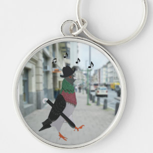 Pigeon About Town Editable Funny Key Ring