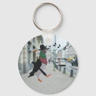 Pigeon About Town Funny Key Ring