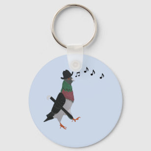 Pigeon About Town Funny Key Ring