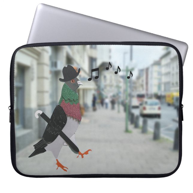 Pigeon About Town Laptop Sleeve (Front)