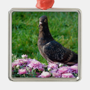 Pigeon and Mums Metal Tree Decoration