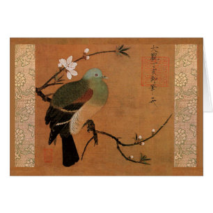 Pigeon and peach by Momohatozu Chinese art