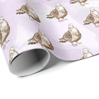 Pigeon Artwork Black & White Bird Sketch Wrapping Paper