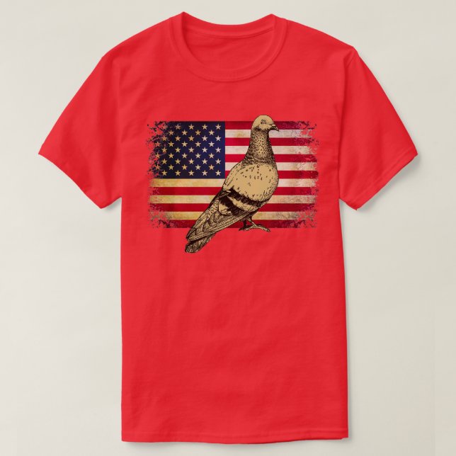 Pigeon Bird 4th Of July American Flag 2 T-Shirt (Design Front)