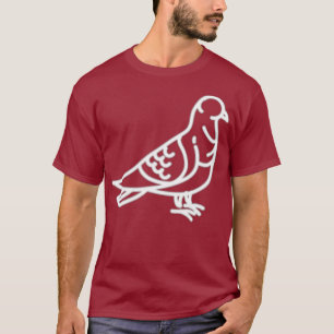 Pigeon Bird Badge Patch Line Art Icon Outline T-Shirt