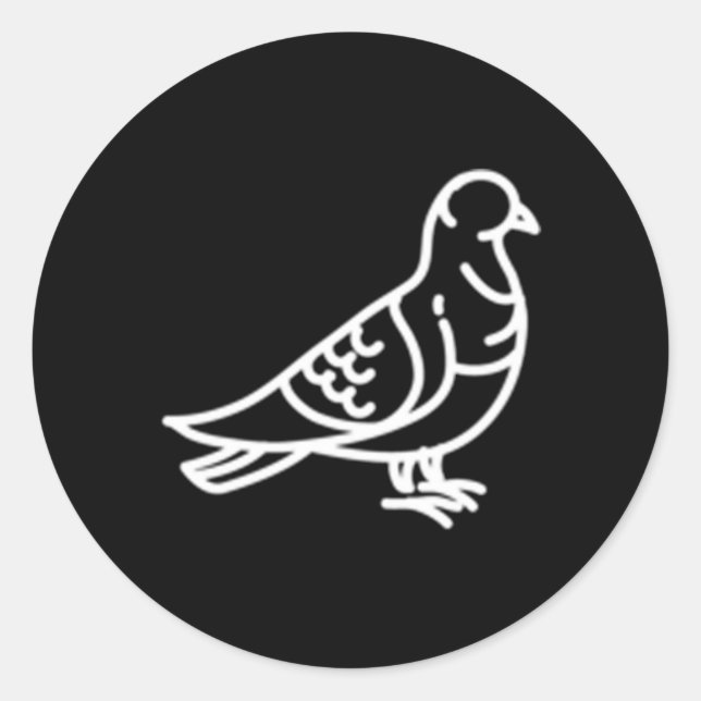 Pigeon Bird Badge Patch Line Icon Outline Classic Round Sticker (Front)