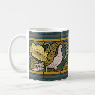 Pigeon Blue Yellow Fish Art Nouveau Coffee Mug