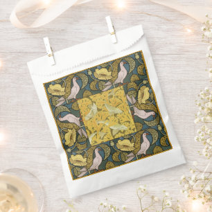 Pigeon Blue Yellow Fish Art Nouveau Favour Bags