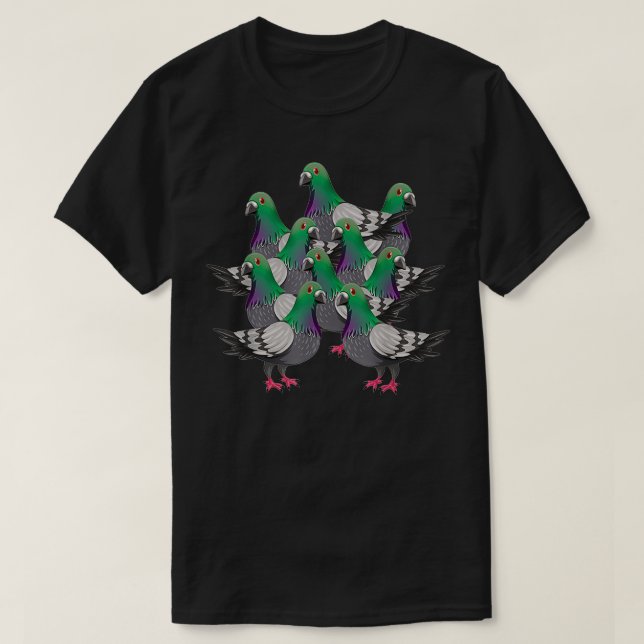 Pigeon Breeder Gift Pigeon Racing Flock Of Pigeon T-Shirt (Design Front)