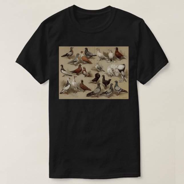 Pigeon Breeds Chart T-Shirt (Design Front)