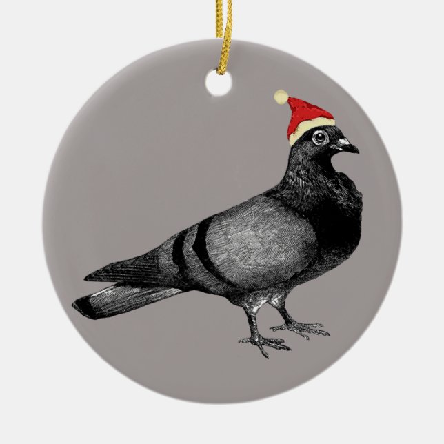 pigeon christmas ceramic tree decoration grey (Front)