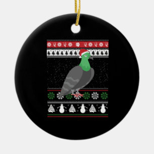 Pigeon - Christmas Pigeon Ugly Christmas Ceramic Tree Decoration