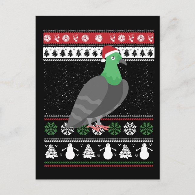 Pigeon - Christmas Pigeon Ugly Christmas Postcard (Front)
