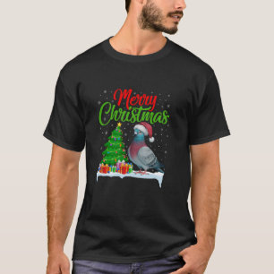 Pigeon Christmas Tree Lights Funny Xmas Pigeon Lov T-Shirt