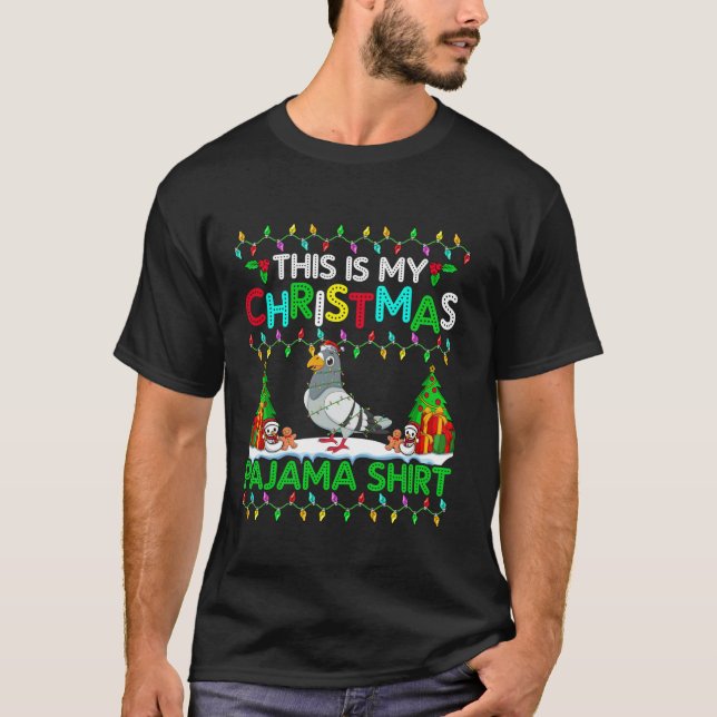 Pigeon Christmas Xmas Santa Hat Pajama Shirt Pigeo (Front)