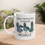 Pigeon Distracted By Bird Lover  Coffee Mug<br><div class="desc">This design may be personalised by choosing the Edit Design option. You may also transfer onto other items. Contact me at colorflowcreations@gmail.com or use the chat option at the top of the page if you wish to have this design on another product or need assistance with this design. See more...</div>