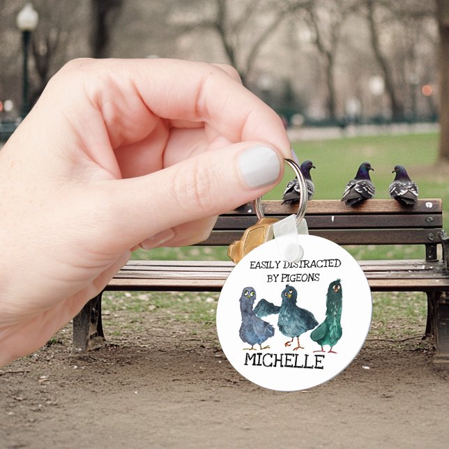 Pigeon Distracted Personalized  Bird Lover   Key Ring (Creator Uploaded)