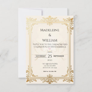 Pigeon Elegant Luxury Gold Wedding  RSVP Card