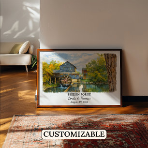 Pigeon Forge Tennessee Poster, Watercolor, Custom Poster