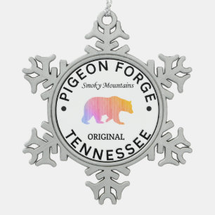 Pigeon Forge Tennessee Snowflake Pewter Christmas Ornament