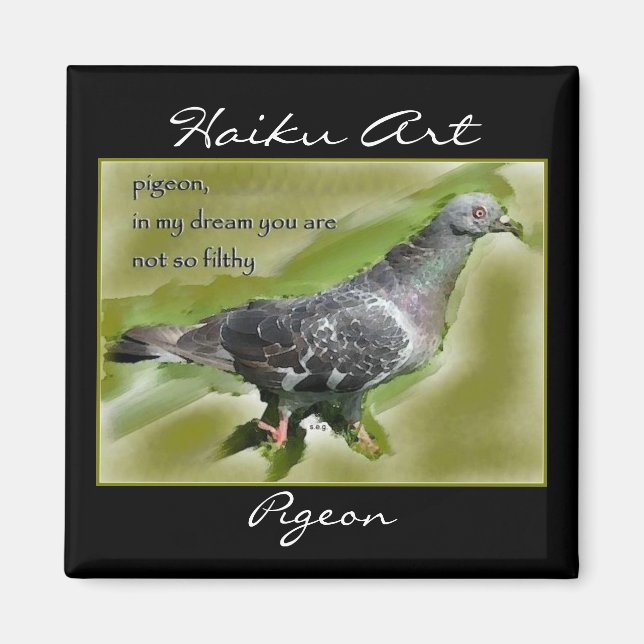 Pigeon Haiku Art Magnet (Front)
