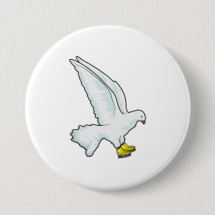 Pigeon Ice skating Ice skates 7.5 Cm Round Badge