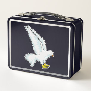 Pigeon Ice skating Ice skates Metal Lunch Box