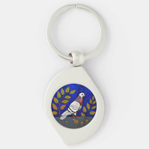 Pigeon illustration key ring