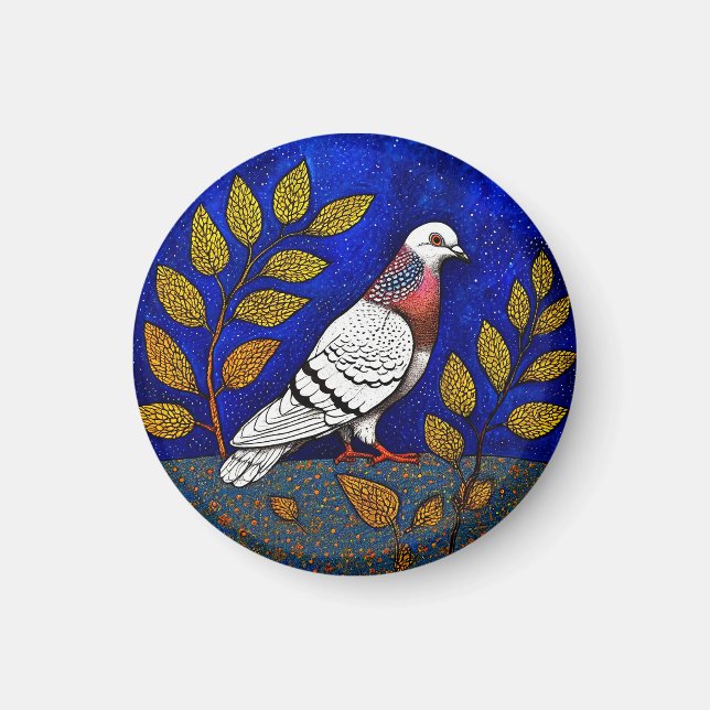 Pigeon illustration magnet (Front)