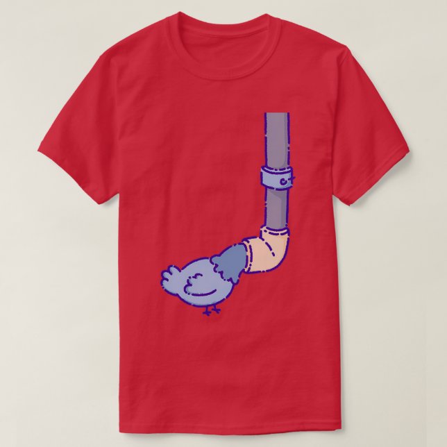 Pigeon Looking Into Water Pipe T-Shirt (Design Front)
